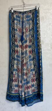 Flying Tomato Boho Tribal Print Wide Leg Beach Palazzo Pants Tassel Drawstring L